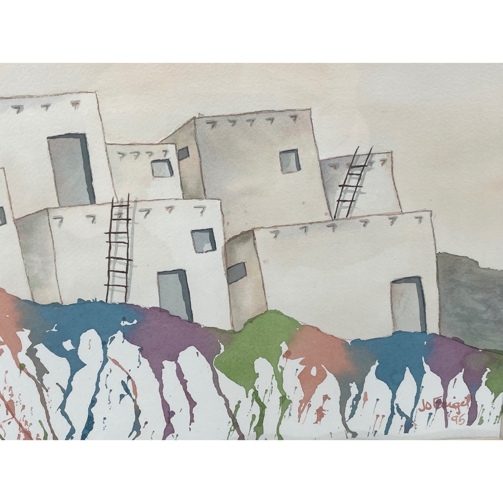 Signed Original Watercolor Painting Framed Southwest Adobe Village Art 1995 - Picture 6 of 16